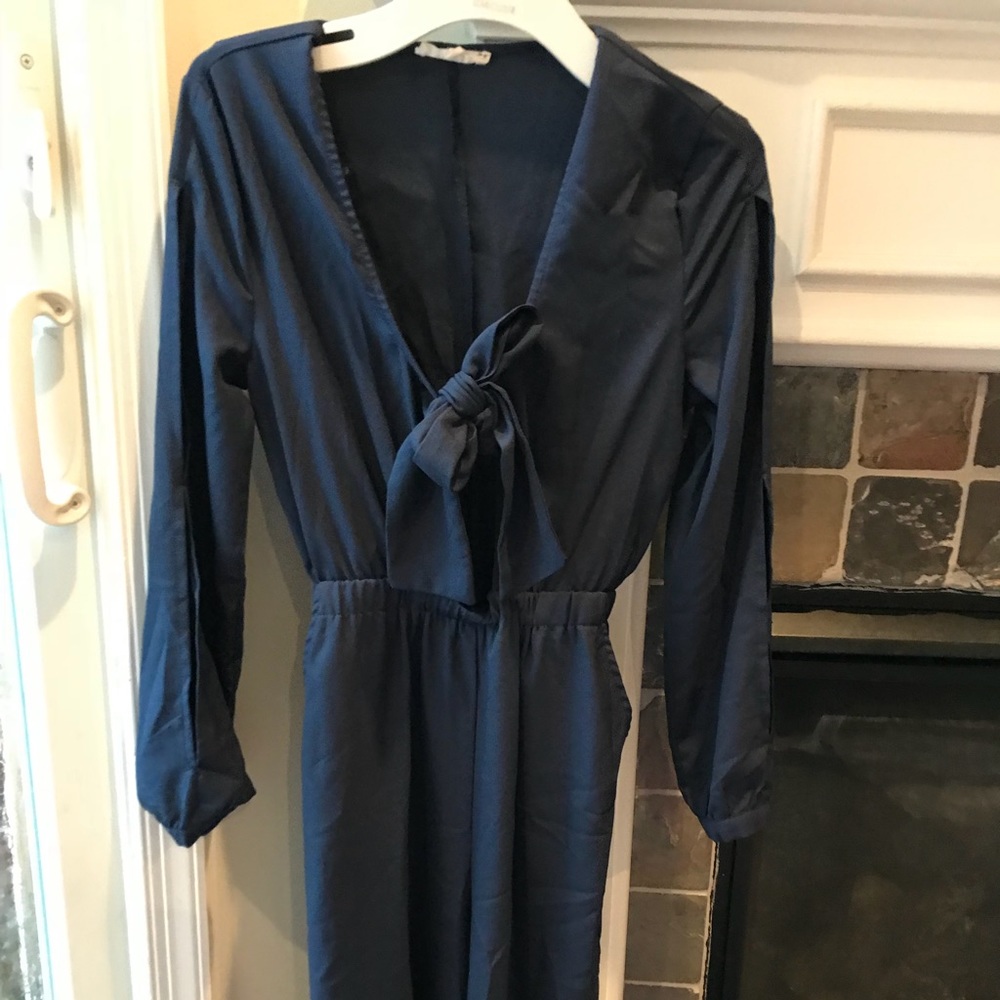 Navy wide leg jumpsuit